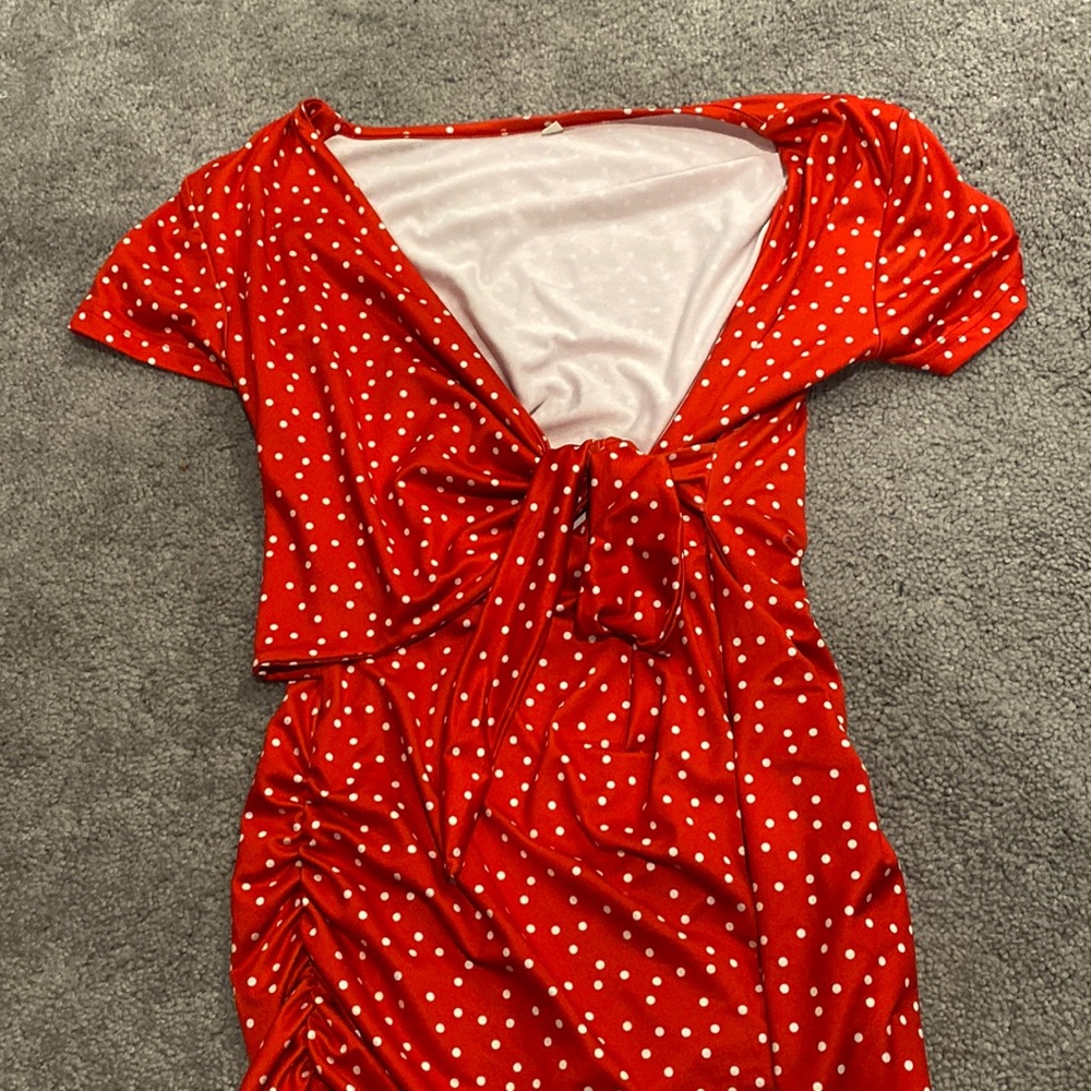 Red polka dot maternity top
